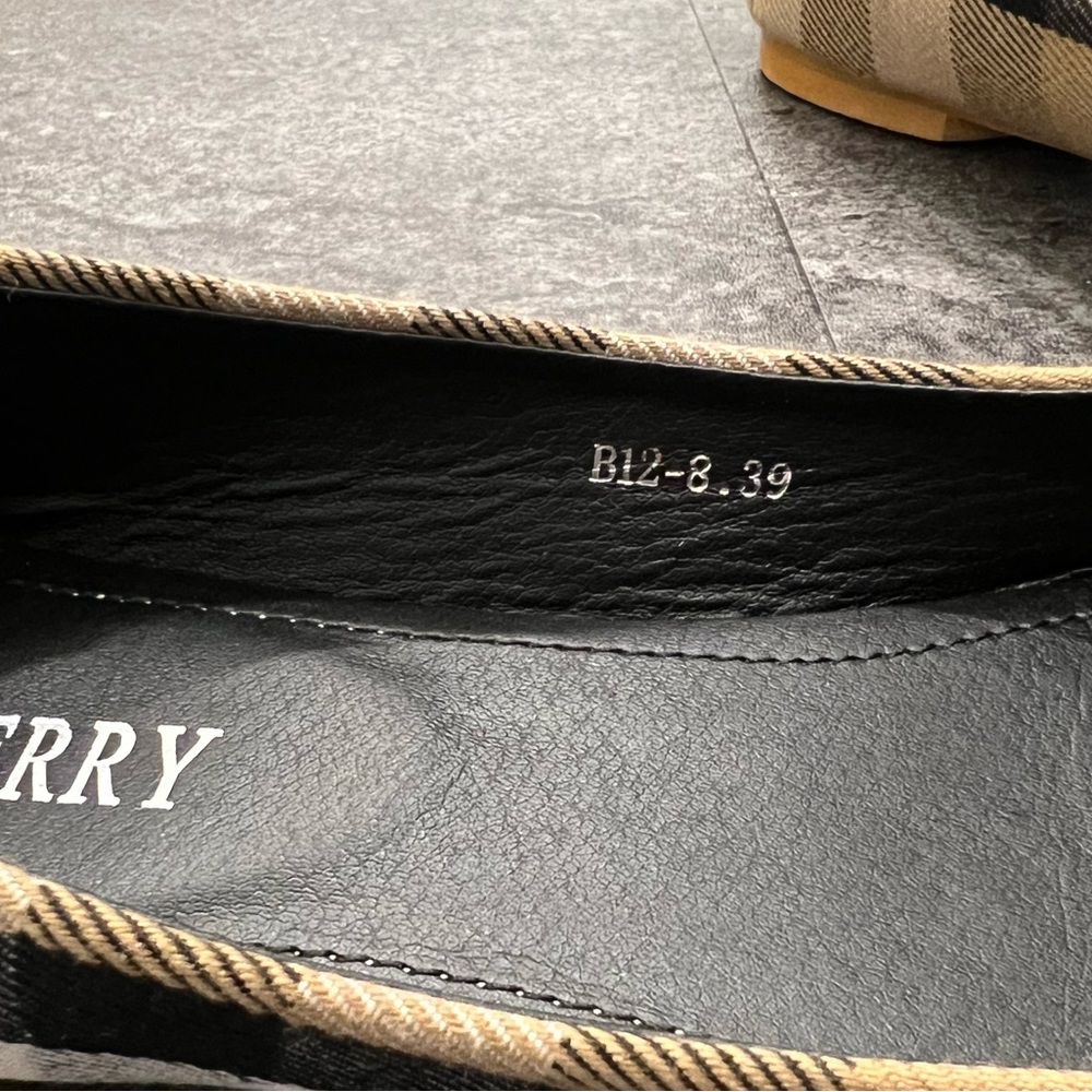Burberry Tan Plaid & Black Plaid Logo Ballet Flats - Picture 9 of 11